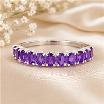 925 Sterling Silver 1.72 Ct Oval Amethyst Ring 9 US Ring Size
