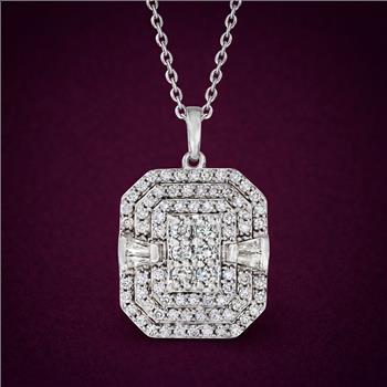 925 Sterling Silver 1.73 Ct TW Moissanite Cluster Pendant Necklace 18