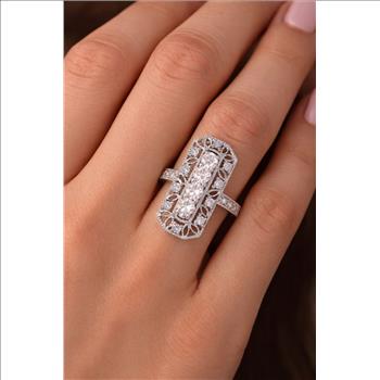 925 Sterling Silver 1.75 ct. Moissanite Round Sterling Silver Women Ring  8 US Ring Size