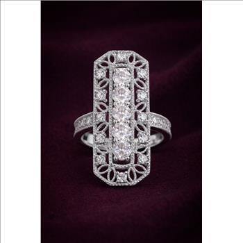 925 Sterling Silver 1.75 ct. Moissanite Round Sterling Silver Women Ring  8 US Ring Size