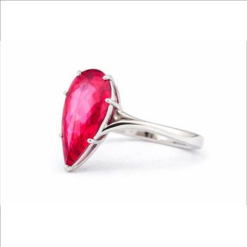 925 Sterling Silver 18.23 Ct Pear Pink Topaz Cubic Zirconia Ring 7 US Ring Size