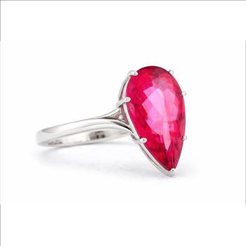 925 Sterling Silver 18.23 Ct Pear Pink Topaz Cubic Zirconia Ring 7 US Ring Size