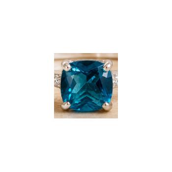925 Sterling Silver 1.96 Ct Cushion Pariba Topaz Cubic Zirconia Ring 7 US Ring Size