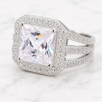 925 Sterling Silver 1.97 Ct Square Cubic Zirconia Ring 7 US Ring Size