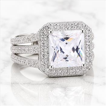 925 Sterling Silver 1.97 Ct Square Cubic Zirconia Ring 7 US Ring Size