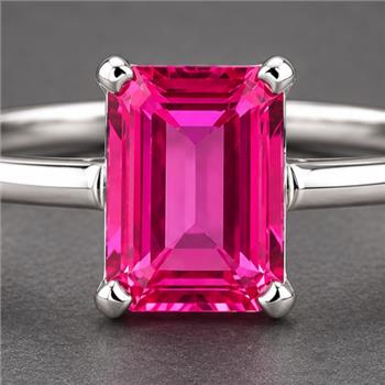 925 Sterling Silver 2.00 Ct Octagon Pink Topaz Ring 8.5 US Ring Size