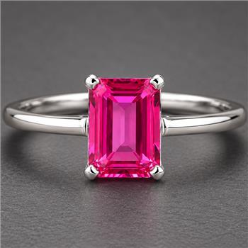 925 Sterling Silver 2.00 Ct Octagon Pink Topaz Ring 8.5 US Ring Size