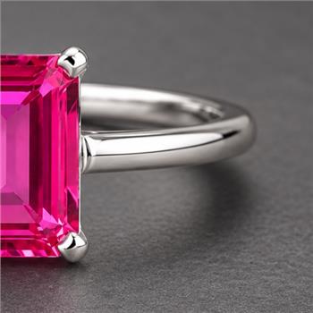 925 Sterling Silver 2.00 Ct Octagon Pink Topaz Ring 8.5 US Ring Size