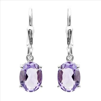 925 Sterling Silver 2.00 Ct Oval Amethyst Earrings