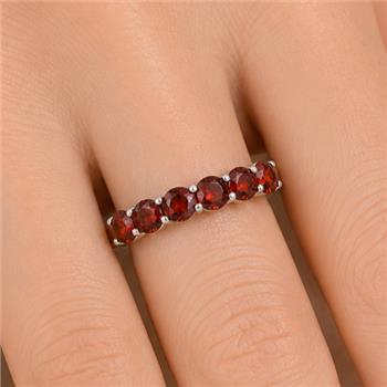 925 Sterling Silver 2.01 Ct Round Garnet Ring 7 US Ring Size
