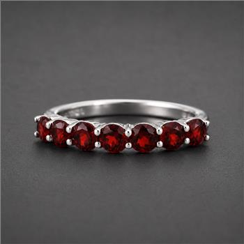 925 Sterling Silver 2.01 Ct Round Garnet Ring 7 US Ring Size