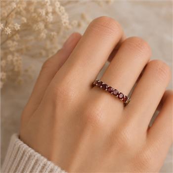 925 Sterling Silver 2.01 Ct Round Garnet Ring 7 US Ring Size