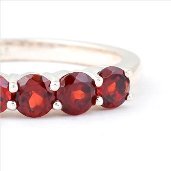 925 Sterling Silver 2.01 Ct Round Garnet Ring 7 US Ring Size
