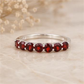 925 Sterling Silver 2.01 Ct Round Garnet Ring 7 US Ring Size