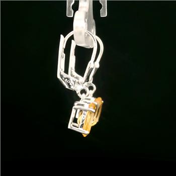 925 Sterling Silver 2.03 Ct Oval Citrine Earrings