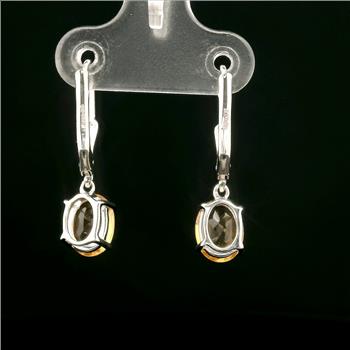 925 Sterling Silver 2.03 Ct Oval Citrine Earrings