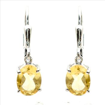 925 Sterling Silver 2.03 Ct Oval Citrine Earrings