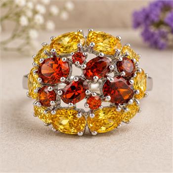 925 Sterling Silver 20.88 Ct Cubic Zirconia Ring 6 US Ring Size