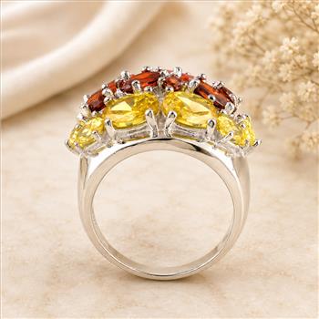 925 Sterling Silver 20.88 Ct Cubic Zirconia Ring 7 US Ring Size