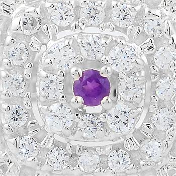925 Sterling Silver 2.11 Ct Round Amethyst Cubic Zirconia Ring 7 US Ring Size