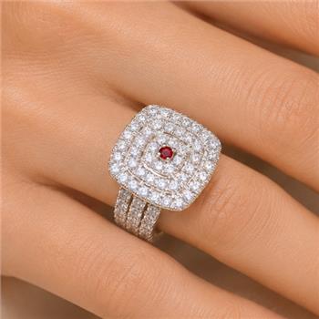925 Sterling Silver 2.21 Ct Round Garnet Cubic Zirconia Ring 7 US Ring Size