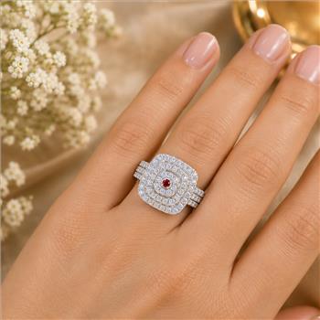 925 Sterling Silver 2.21 Ct Round Garnet Cubic Zirconia Ring