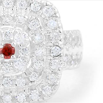 925 Sterling Silver 2.21 Ct Round Garnet Cubic Zirconia Ring