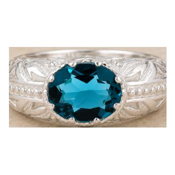 925 Sterling Silver 2.25 Ct Oval Created Paraiba Topaz Ring 8.5 US Ring size