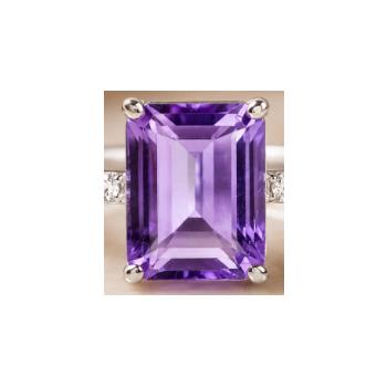 925 Sterling Silver 2.27 Ct Octagon Amethyst Cubic Zirconia Ring 9 US Ring Size