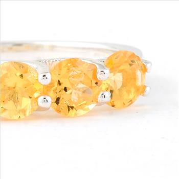 925 Sterling Silver 2.33 Ct Round Citrine Ring 7 US Ring Size