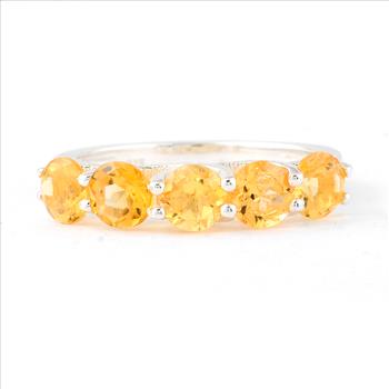 925 Sterling Silver 2.33 Ct Round Citrine Ring 7 US Ring Size
