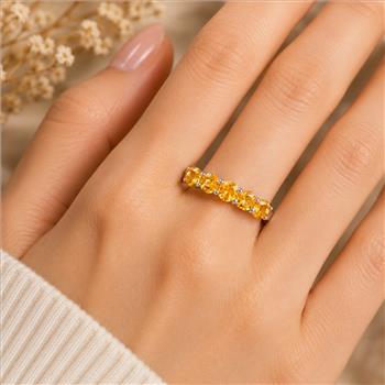 925 Sterling Silver 2.33 Ct Round Citrine Ring 7 US Ring Size
