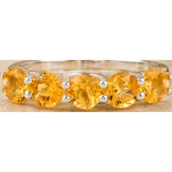 925 Sterling Silver 2.33 Ct Round Citrine Ring 7 US Ring Size