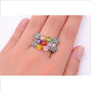 925 Sterling Silver 24.34 Ct Cubic Zirconia Ring 8 US Ring Size