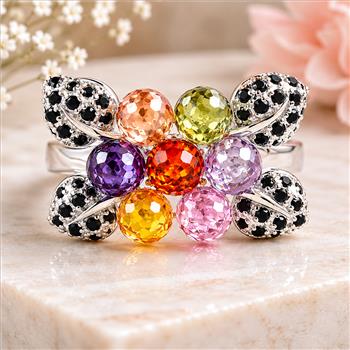 925 Sterling Silver 24.34 Ct Cubic Zirconia Ring 8 US Ring Size