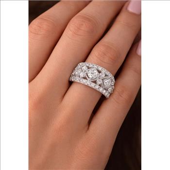 925 Sterling Silver 2.49 ct. t.w. Moissanite Ring in Sterling Silver Ring 9 US Ring Size