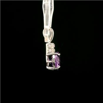 925 Sterling Silver 2.53 Ct Oval Amethyst White Zircon Pendant