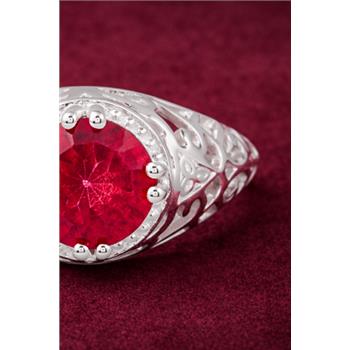 925 Sterling Silver 2.55 Ct Round Pink Topaz Ring 7 US Ring Size