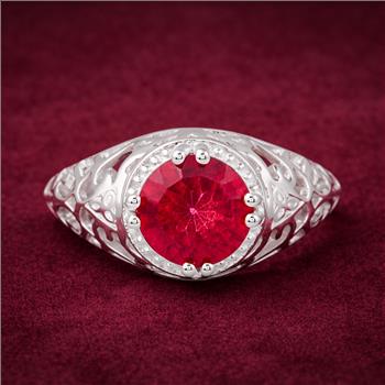 925 Sterling Silver 2.55 Ct Round Pink Topaz Ring 7 US Ring Size