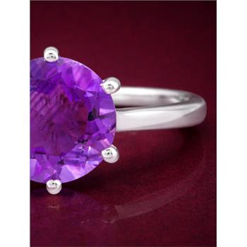 925 Sterling Silver 2.59 Ct Round Amethyst Ring 7 US Ring Size