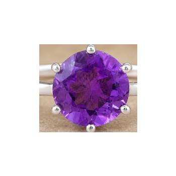 925 Sterling Silver 2.59 Ct Round Amethyst Ring 7 US Ring Size