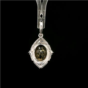925 Sterling Silver 2.63 Ct Oval Citrine White Zircon Pendant