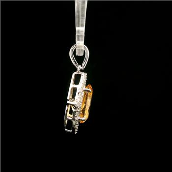 925 Sterling Silver 2.63 Ct Oval Citrine White Zircon Pendant