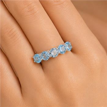925 Sterling Silver 2.70 Ct Round Swiss Blue Topaz Ring 7 US Ring Size