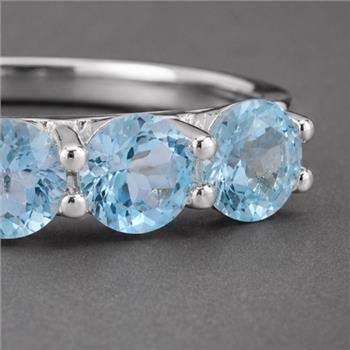 925 Sterling Silver 2.70 Ct Round Swiss Blue Topaz Ring 7 US Ring Size