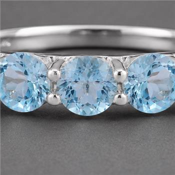 925 Sterling Silver 2.70 Ct Round Swiss Blue Topaz Ring 7 US Ring Size