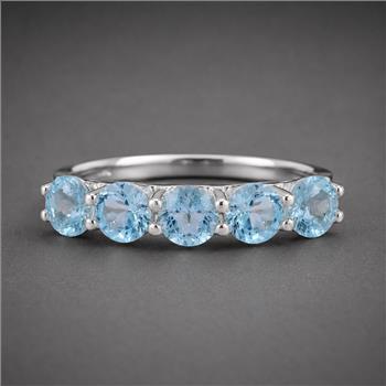 925 Sterling Silver 2.70 Ct Round Swiss Blue Topaz Ring 7 US Ring Size