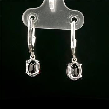 925 Sterling Silver 2.73 Ct Oval Garnet Earrings