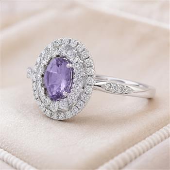925 Sterling Silver 2.82 Ct Oval Amethyst Cubic Zirconia Ring 7 US Ring Size
