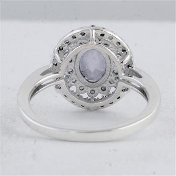 925 Sterling Silver 2.82 Ct Oval Amethyst Cubic Zirconia Ring 7 US Ring Size